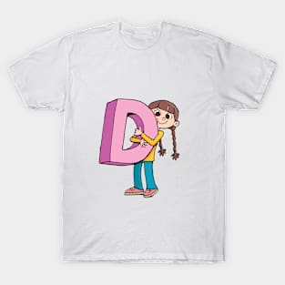 girl is holding the capital letter D T-Shirt